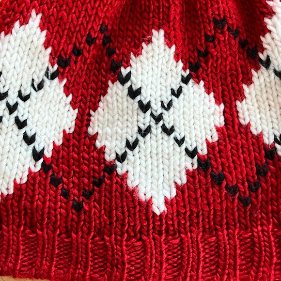 New York & Company Beanie Hat and Matching Scarf 2pc set, Red White Black | OS - Picture 8 of 13